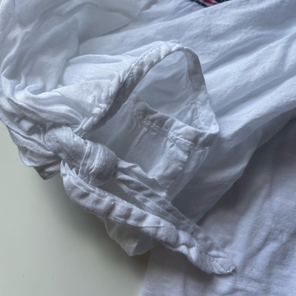 RUBY Rd Woman Smocked Flowy Top Size 1X Red White Blue 3/4 Sleeves-embroidered! - Picture 10 of 14